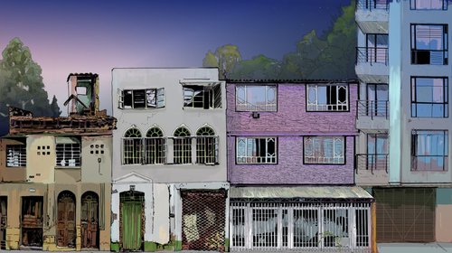 Ilustración de casas de Bogotá