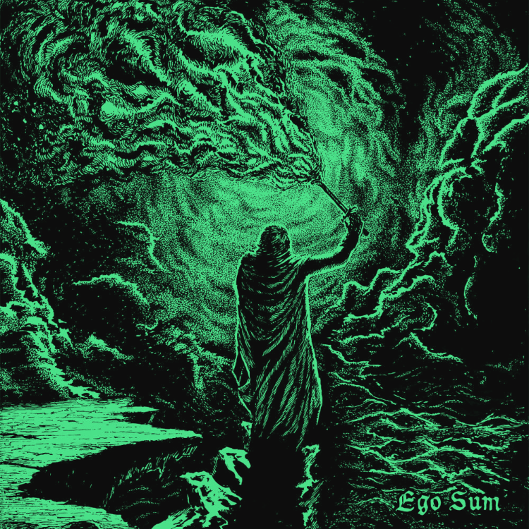 Portada a negro y verde, de un hombre que le sale humno de un objeto de su mano y al rededor muchas nubes y humo.