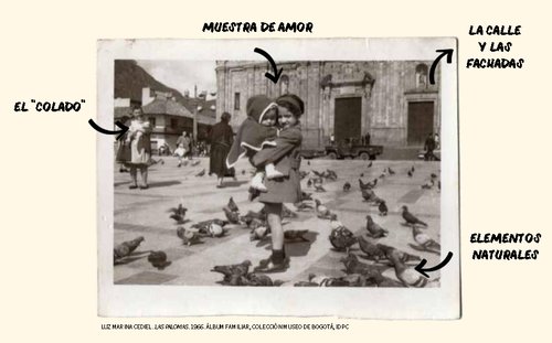 Una foto en blanco y negro de dos niñas rodeadas de palomas en la plaza de Bolívar de Bogotá, capturando un momento de la vida urbana.