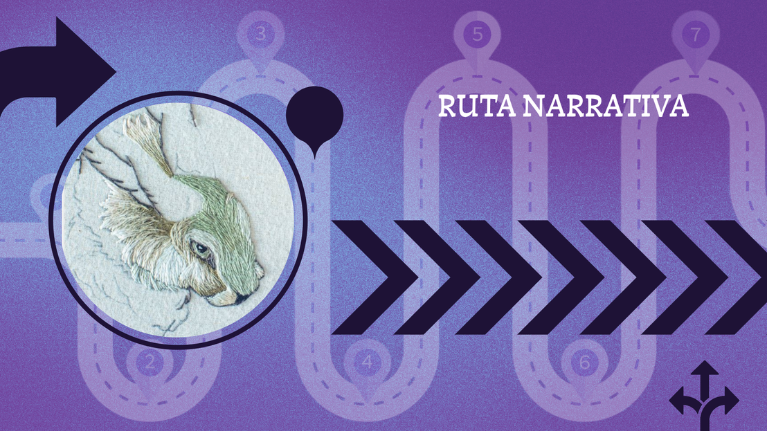 Bordado pictórico de un conejo