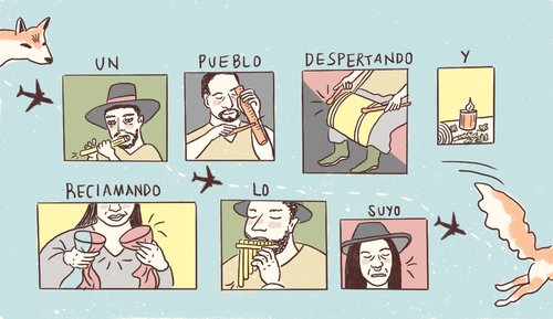 Ilustraciones de personas tocando instrumentos