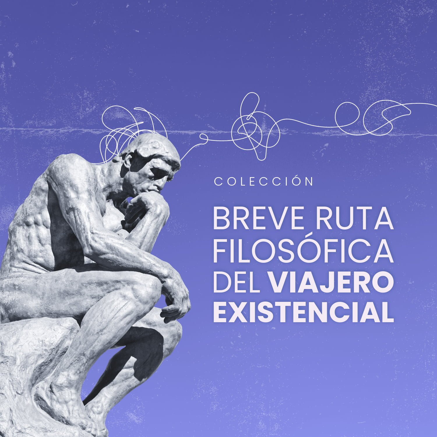 Estatua filosofo en fondo azul portada de la colección del día de la filosofía