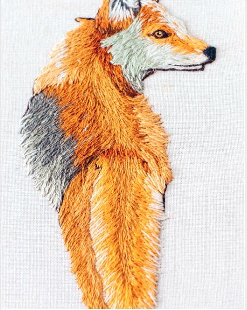 Bordado pictórico de un Zorro